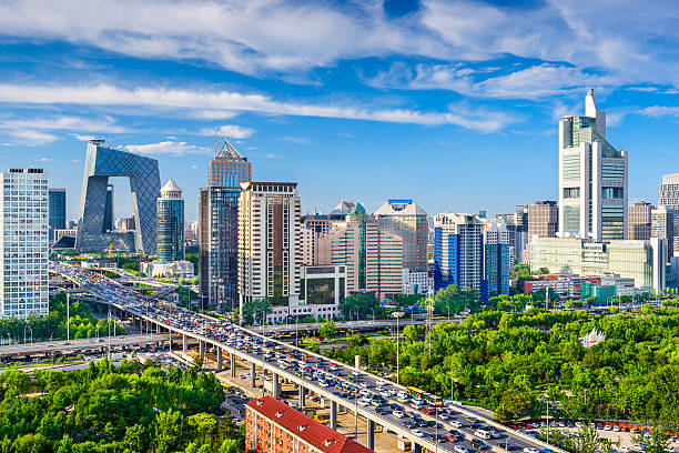 beijing cbd, china cityscape - pekín fotografías e imágenes de stock