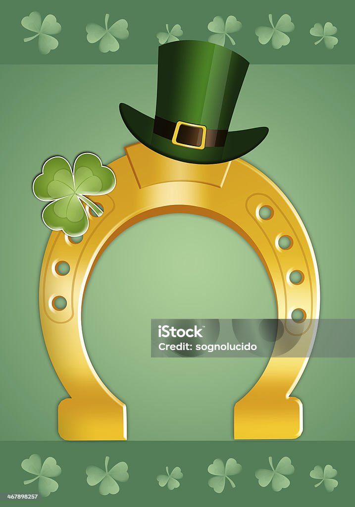 Horseshoe with clover for St. Patrick's Day Celebration stock illustration