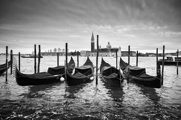istock San Giorgio Maggiore church with moored gondolas bw 467898636