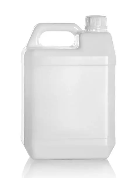 White plastic jerry can isolated on a white background