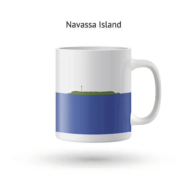 Vector illustration of Navassa Island flag souvenir mug on white background.