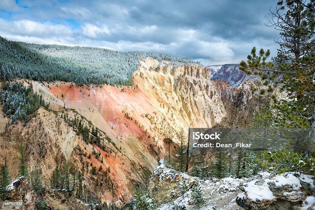 Yellowstone River Valley Yellowstone River Valley after a late September snowfall Autumn Stock Photo