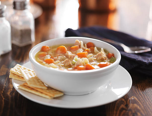 istock chicken noodle soup on wooden table 467902208