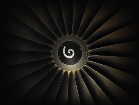 Detail of jet airplane engine turbine. See my similar photos: