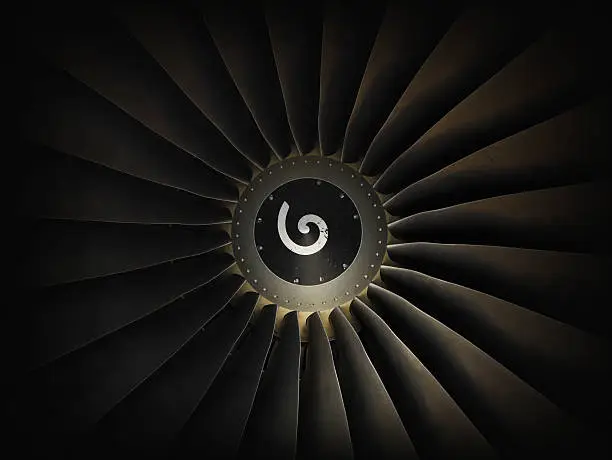 Detail of jet airplane engine turbine. See my similar photos: