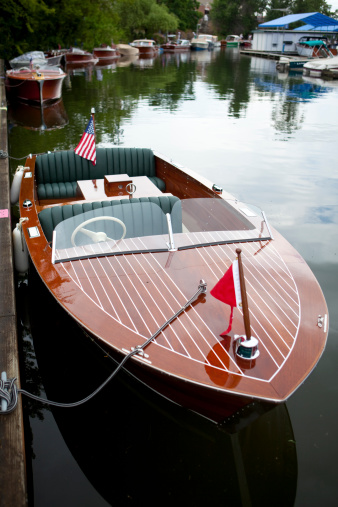 Chris Crafts and Garwoods mix among other classic wooden boats at a show in Sandpoint, Idaho.