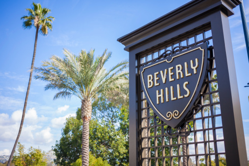 Beverly Hills, USA - February 4, 2014: A photo of the City of Beverly Hills shield in Beverly Hills, California.