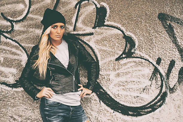 istock Blonde girl portrait wall 467906358