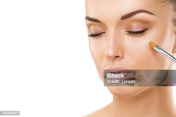 Close Up Of Woman Applying Foundation Stock Photo - Download Image Now - Adolescence, Adult, Adults Only