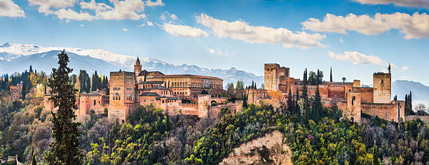 Alhambra de Granada, Andalusia, Spain Panoramic view of famous Alhambra de Granada, Andalusia, Spain. andalusia stock pictures, royalty-free photos & images