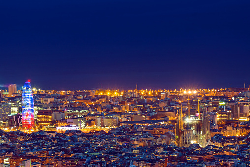 Detail of Barcelona at night