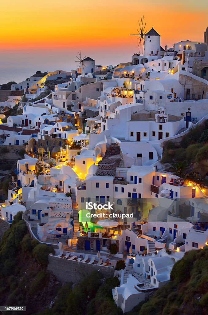 Sunset in Oia, Santorini Beautiful and romantic view. Sunset in Oia, Santorini, Greece Santorini Stock Photo