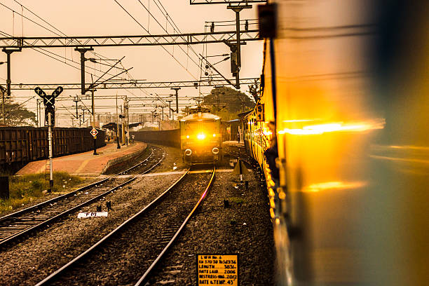 Train Incoming Train Incoming, Indian Platform india train stock pictures, royalty-free photos & images