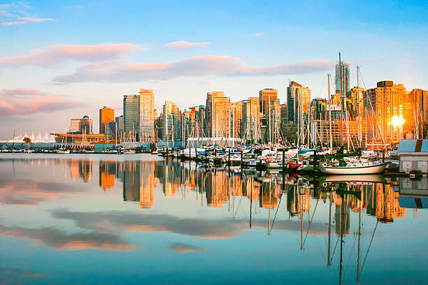 istock Vancouver skyline with Stanley Park at sunset, BC, Canada 467907448