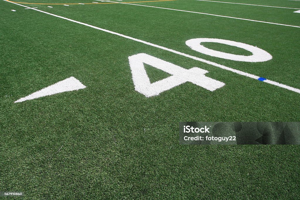 Forty Yard Line 11 Forty yard line on an American football field. 2015 Stock Photo