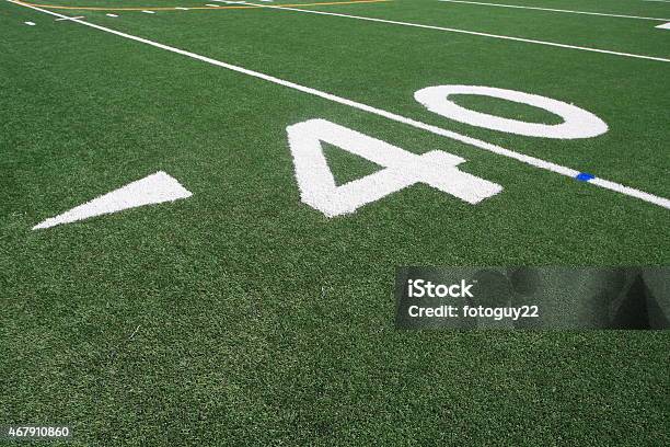 Forty Yard Line 11 Stock Photo - Download Image Now - 2015, American Football - Sport, American Football Field