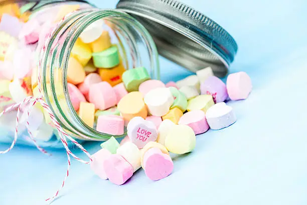 Photo of Valentine Candy Hearts in Jar