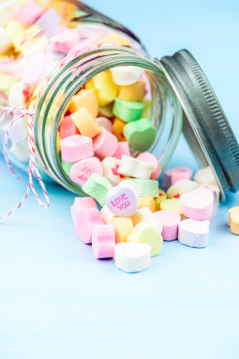 Valentine Candy Hearts in Jar