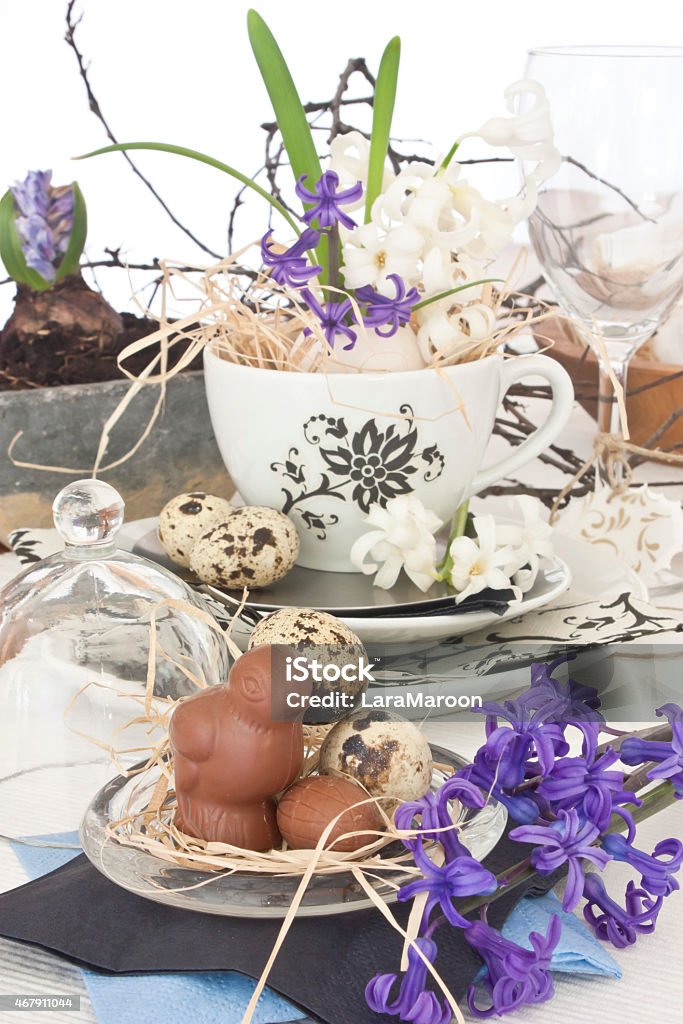 Easter decoration Easter chocolate figures in cloche 2015 Stock Photo