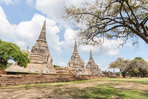 The historic site Wat Phra Srisanphet in Ayutthaya, Thailand.