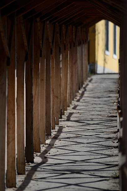 istock Wooden tunnel over a pavement at a contstruction 467913018