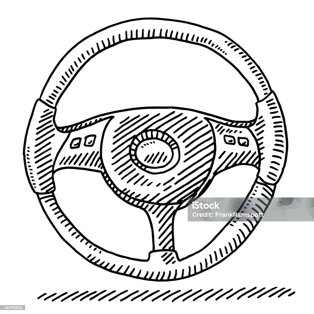 Car Steering Wheel Drawing Hand-drawn vector drawing of a Car Steering Wheel. Black-and-White sketch on a transparent background (.eps-file). Included files are EPS (v10) and Hi-Res JPG. Steering Wheel stock vector