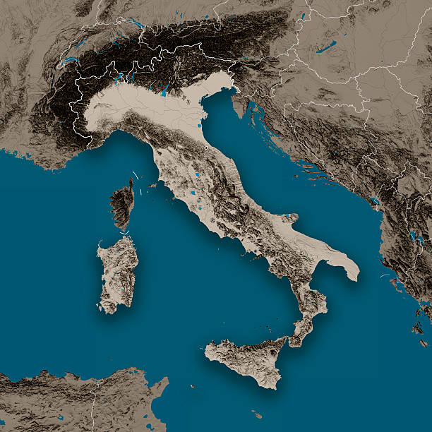 istock Italy Topographic Country Map Gray 467913034