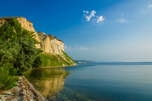 Cliff on the Volga River, Saratov Region, Russia. This place is associated with russian rebel leader Stepan Razin, the hero of a popular russian folk songs and legends