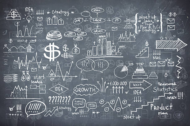 istock Blackboard with doodles and writings related to infographics 467915614