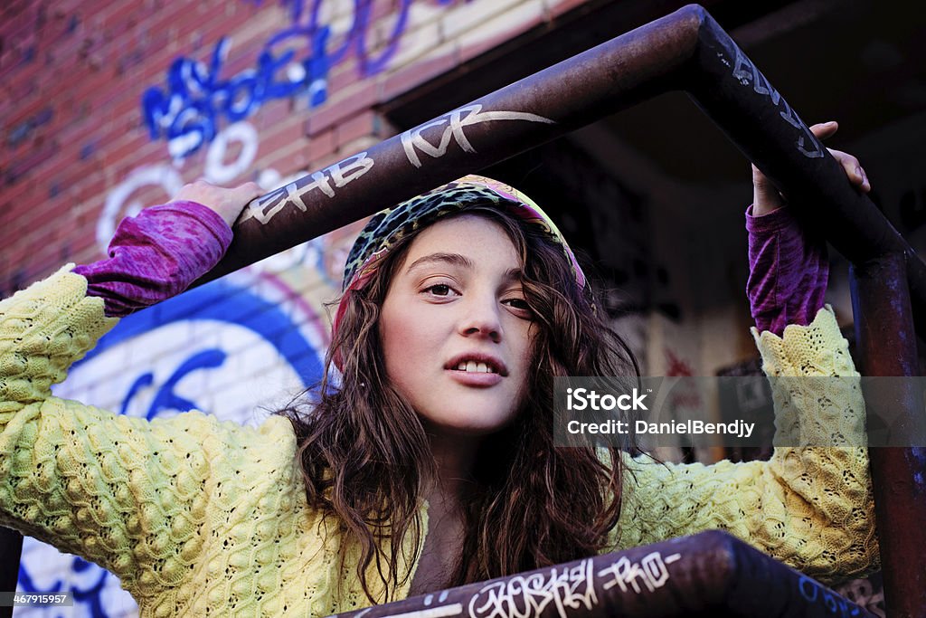 Freespirit A young woman in bohemian fashion in the city. Adult Stock Photo