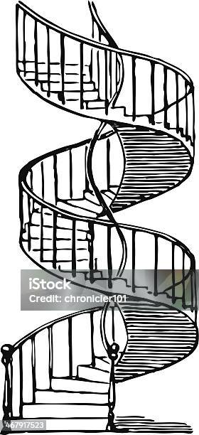 Spiral Staircase Stock Illustration - Download Image Now - Spiral Staircase, Illustration, Ladder