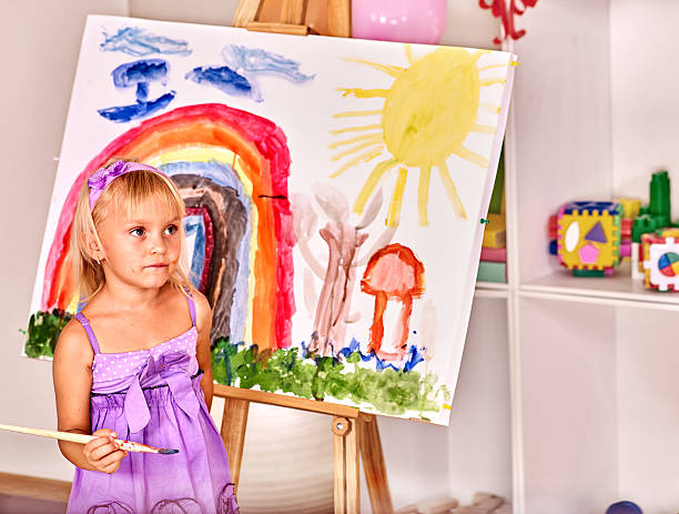 istock Child painting at easel 467918424