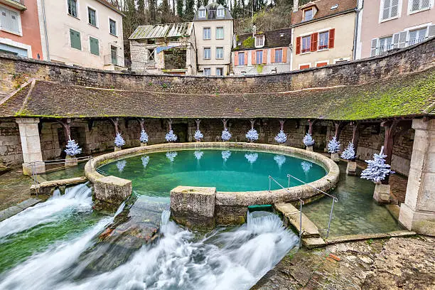 La fosse Dionne - the karst spring located in the center of Tonnerre, France.