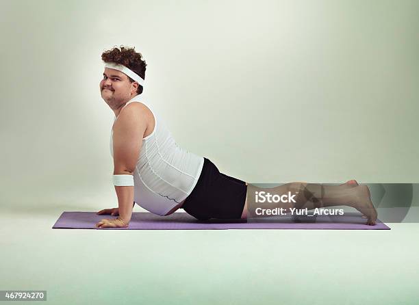 This Upward Facing Dog Pose Is Great Stock Photo - Download Image Now - Humor, Yoga, Men