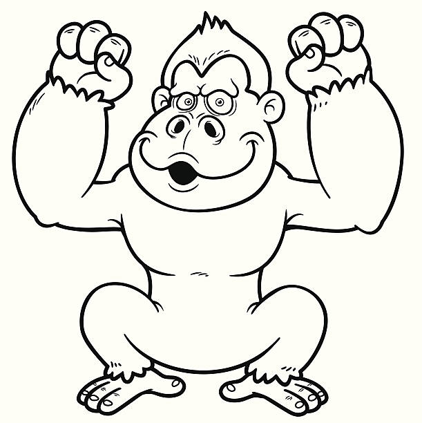 Gorilla Cartoon Vector illustration of Gorilla Cartoon - Coloring book huge silverback gorilla stock illustrations