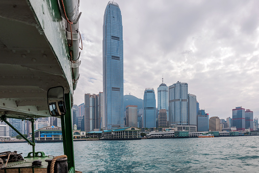 View of the port of Hong Kong from the ship, skyscraper, Hong Kong Island, skyline, China,Nikon D3x