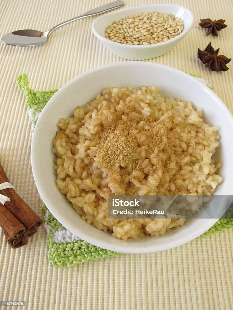 Mochi milk rice pudding Mochi milk rice pudding - Mochi Milchreis 2015 Stock Photo