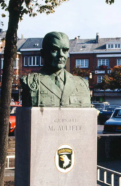 Historic Monument and Statue to Battle of the Bulge Hero Bastogne Belgium Europe