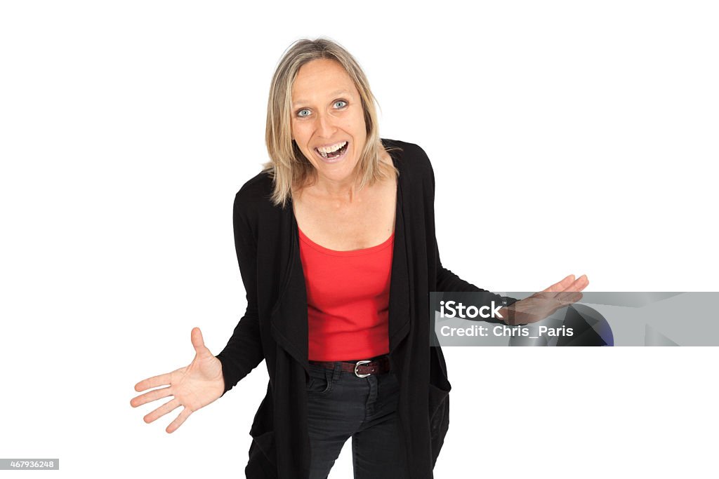 Beautiful woman doing different expressions in different sets of clothes Beautiful woman doing different expressions in different sets of clothes: surprise 2015 Stock Photo