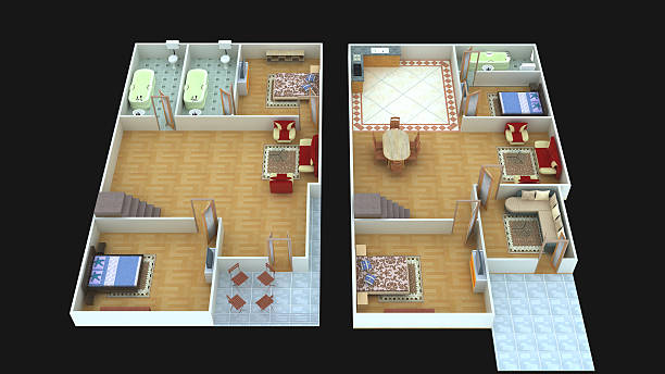 istock Interior plan55 for home ground floor and first floor- 3D 467938958