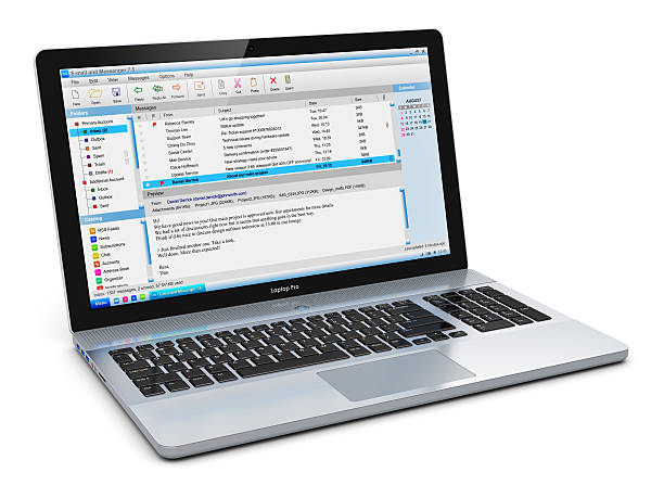 Laptop with e-mail client See also: e mail inbox photos stock pictures, royalty-free photos & images