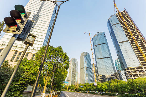 istock skyline,urban road and office building at daytime. 467939994