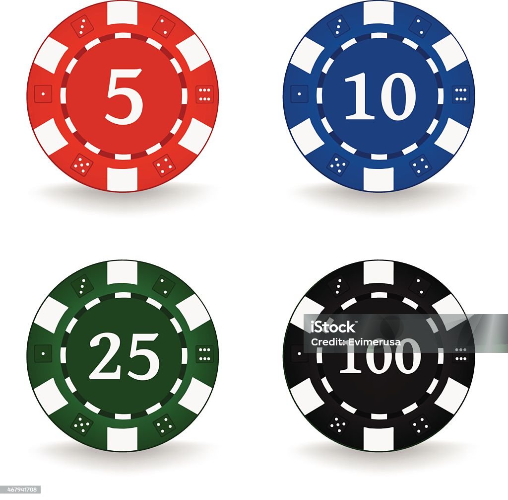 Poker Chips Set Set of poker chips with denominationbs 2015 stock vector