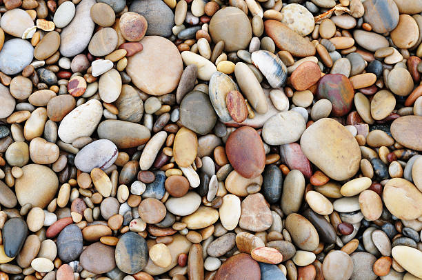 costa, por el brillante grava con fregadero - stone rock pebble mineral fotografías e imágenes de stock