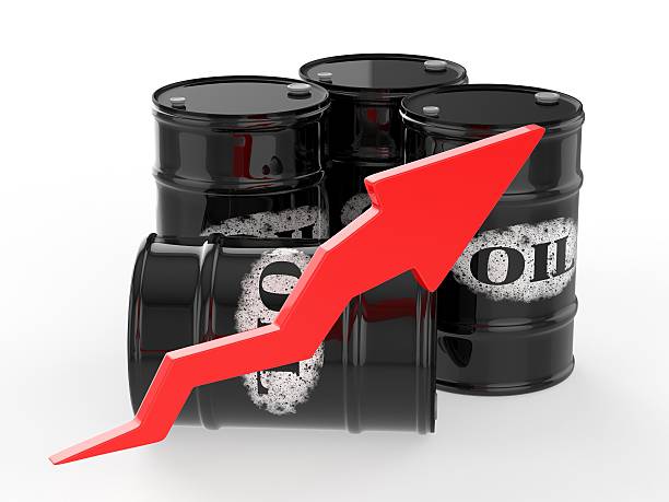 istock Oil Barrels with Red Arrow Up 467943062