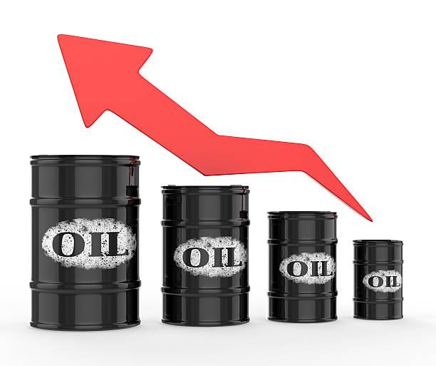 istock Oil Barrels with Red Arrow Up 467947280