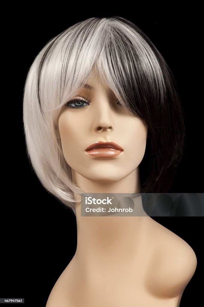 Mannequin Head With Silver And Dark Wig Stock Photo - Download