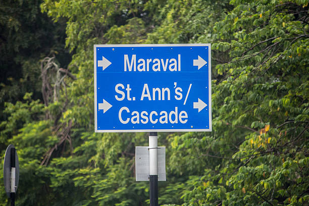Cartello stradale Port of Spain Trinidad e Tobago - foto stock