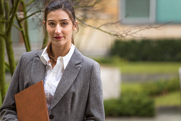 istock Businesswoman or student outside. 467953034