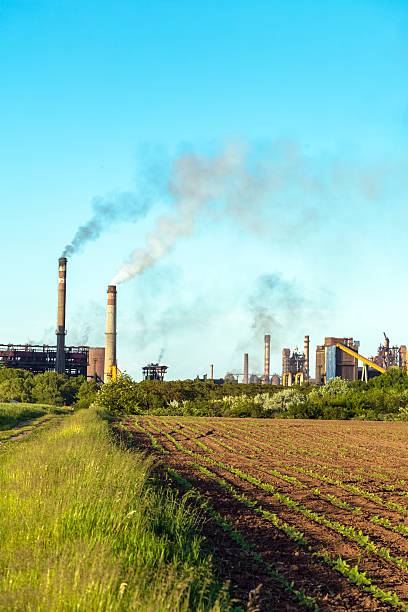 istock Rural landscape with factory 467955308